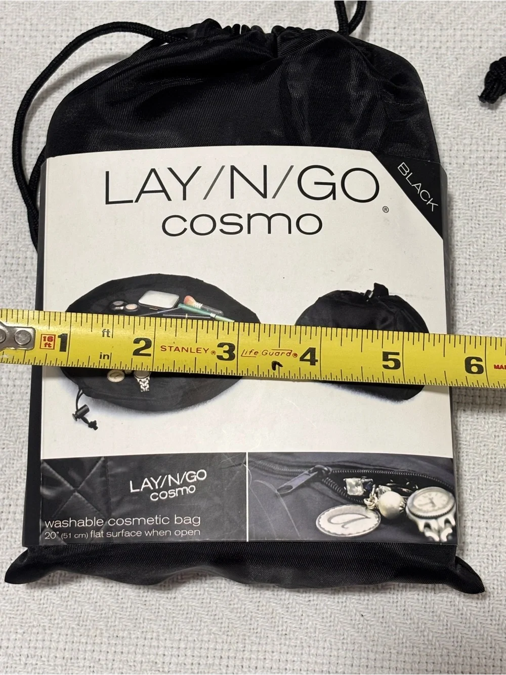 🩵LAY N GO Cosmo Drawstring Cosmetic Pouch — Black